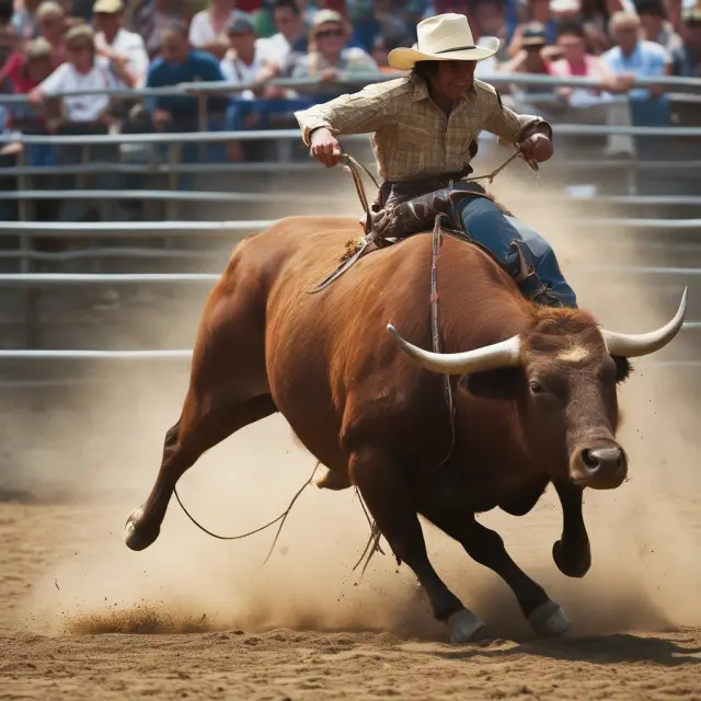 A bull rider maintains his balance on a steady wave, symbolizing long-term buy and hold investing with patience and discipline.