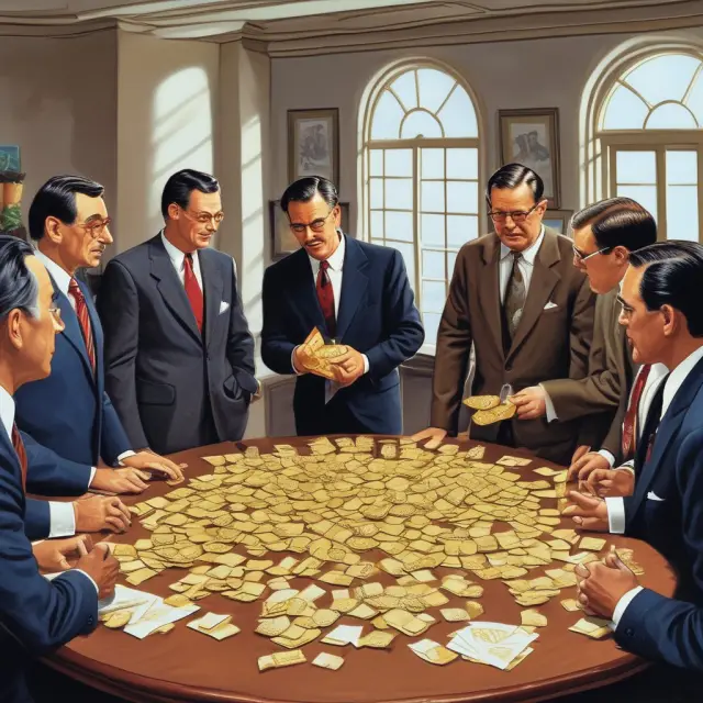 Shareholders discussing share buybacks with executives at the table