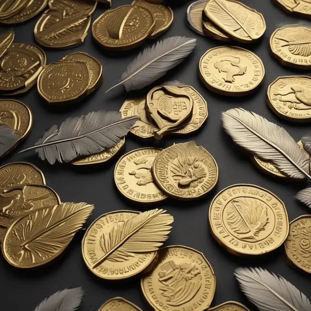 Gold scale balanced with gold coins (rewards) and feathers (risks): Margin trading