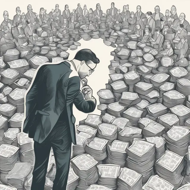 An investor examining their securities closely with a magnifying glass, emphasizing the significance of monitoring buying power for margin accounts