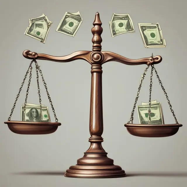 An investor weighs cash balance and liquidation value on scales to determine buying power in the stock market