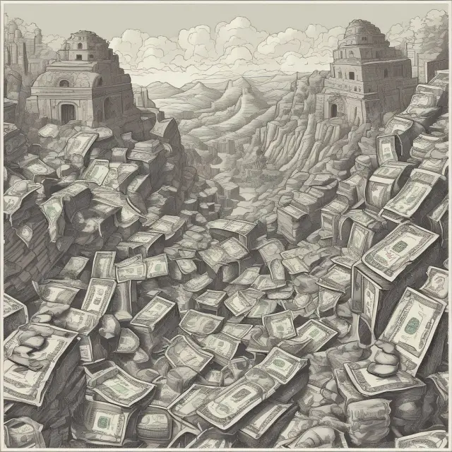 A person navigating a crowded financial market, maintaining balance between cash and margin in hand.