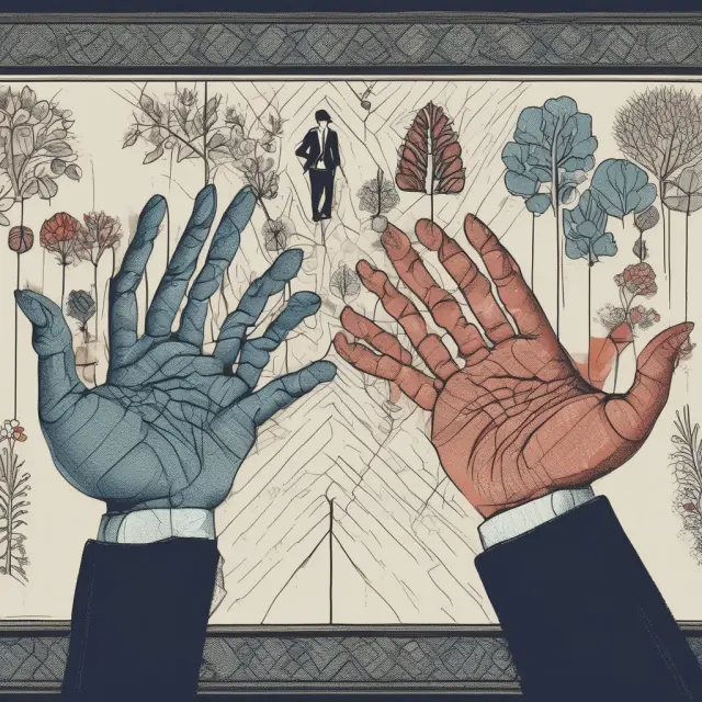 Two hands working together to create a tapestry, symbolizing shareholders and stakeholders in a BIMBO scenario