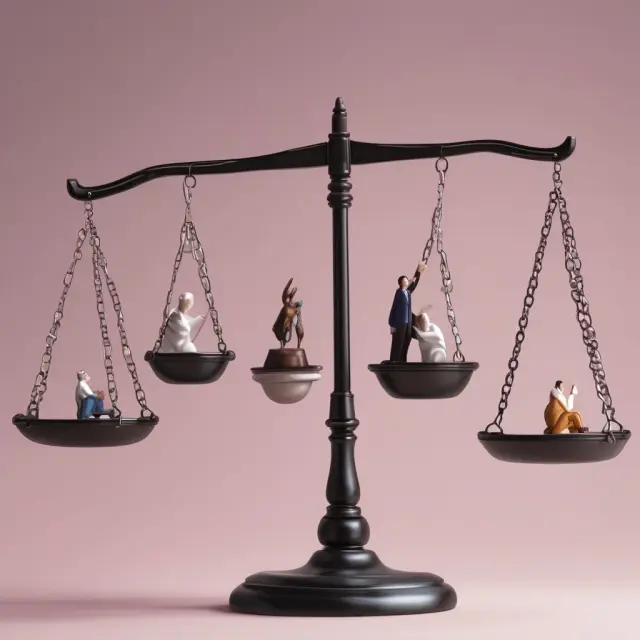 Managers balancing scales symbolizing due diligence, financing arrangements, and organizational changes during a buy-in management buyout
