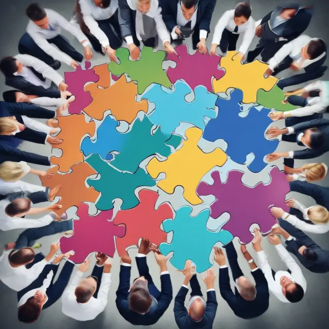 Two interlocking management team puzzle pieces symbolizing the process of a successful Buy-In Management Buyout