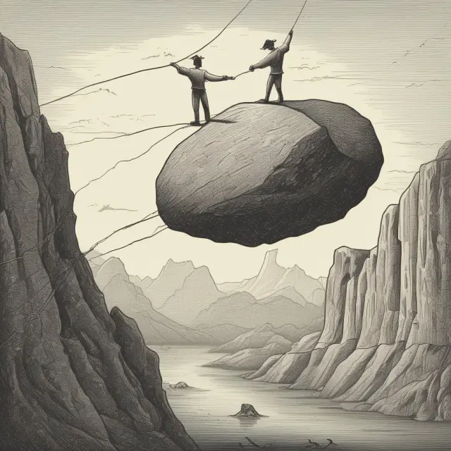 Tightrope walker managing underperforming assets and debt in a buyout scenario