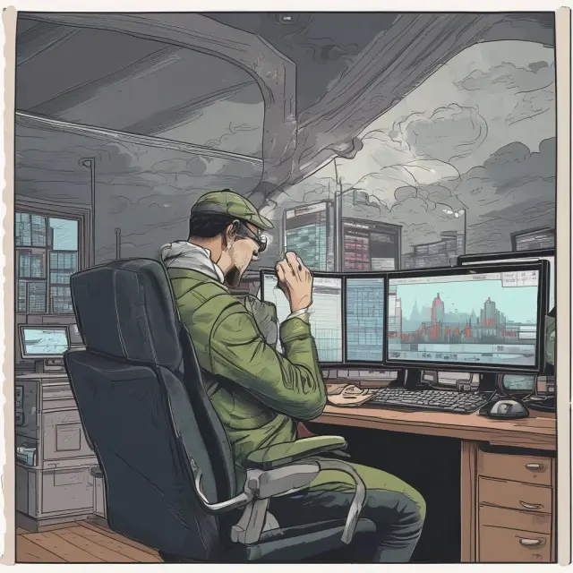 An optimistic investor setting up a buy stop order to protect their assets amidst volatile market conditions