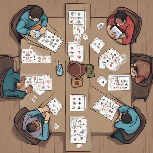 Trader examining buy stop, limit, market, and stop-limit orders with cards symbolizing their key features.