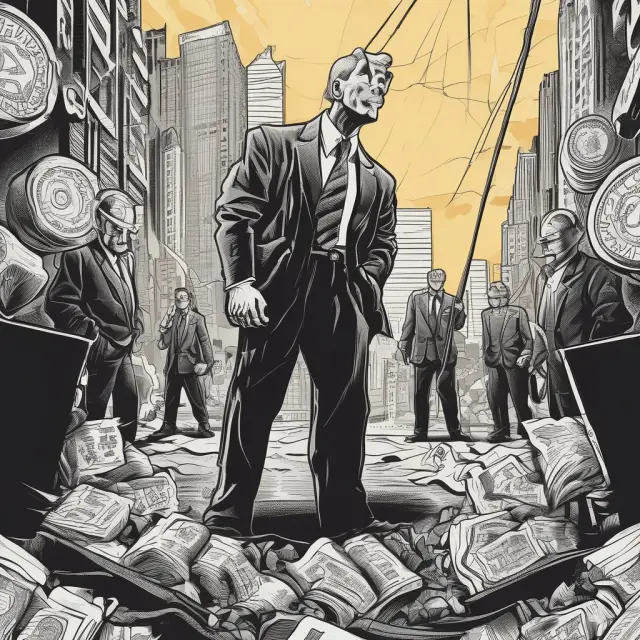 A short seller stands at a crossroads, considering his options: a margin call or a short squeeze, symbolizing market risks and investment dilemmas.