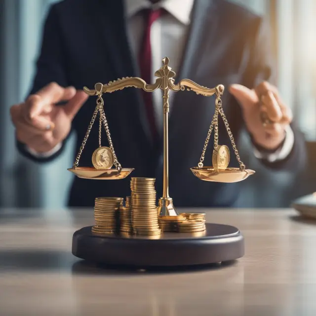 Institutional investor contemplating risks and rewards, with C corporation visualized as a gold-and-silver balance scale