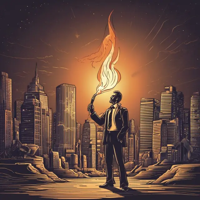 A chartered accountant holding a glowing torch, illuminating the intricacies of financial statements during an audit process