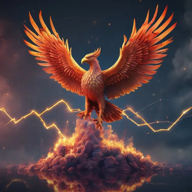 A phoenix rises above stock market charts, illustrating the calculation and interpretation of Compound Annual Growth Rate (CAGR).
