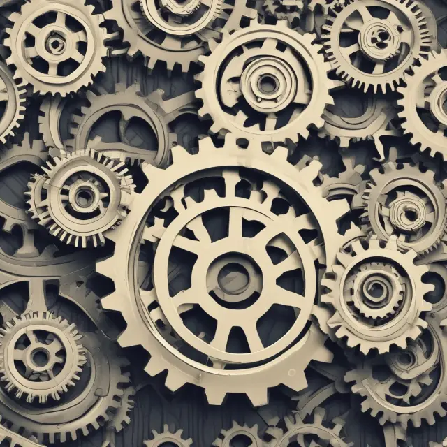 Gears symbolizing various investment performance metrics, with CAGR at the center representing its central role in long-term growth evaluation.