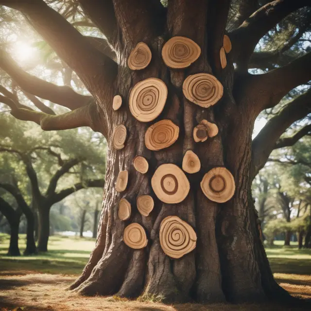 Tree with growth rings representing different CAGRs for multiple investments