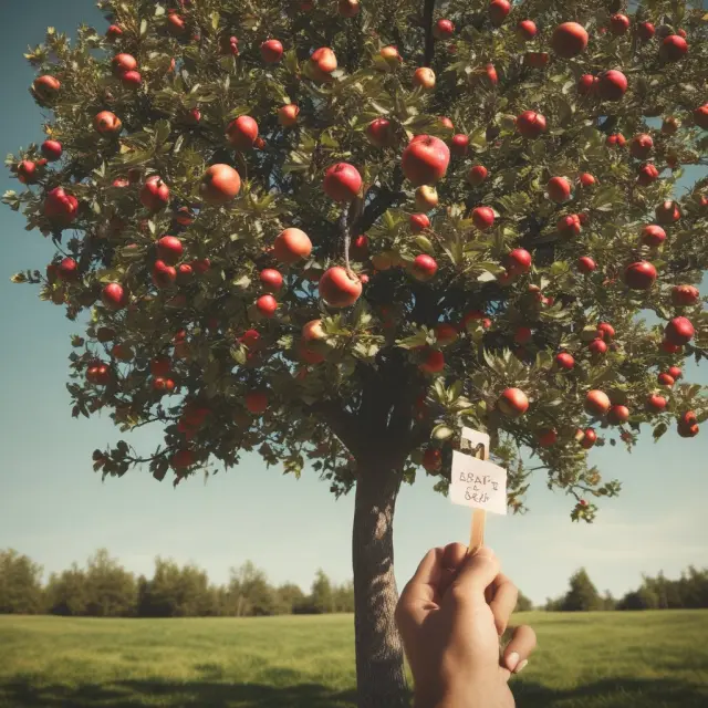 Image of a hand attempting to reach for an apple from an apple tree with a strike price tag
