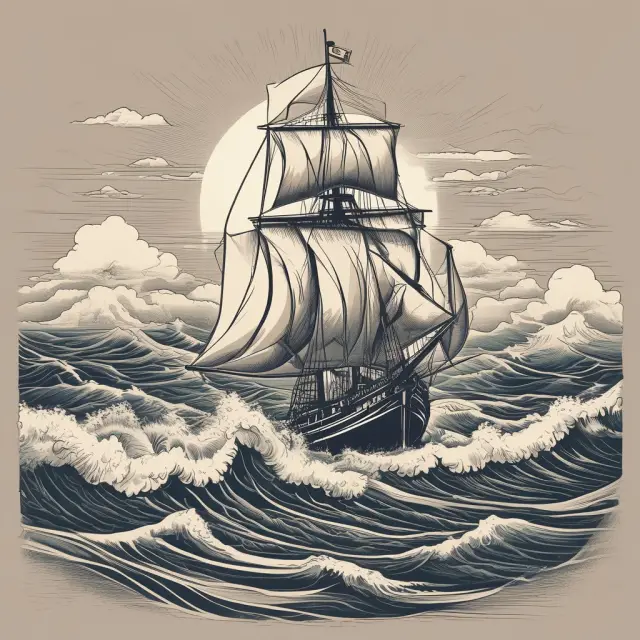 Investors with positive outlook sailing on a boat amidst waves of call options, symbolizing the pursuit of profits and hedged risks.