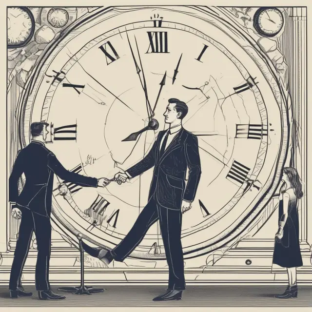 A callable bond exchange between issuer and investor, with a flexible clock representing market conditions and an interest-rate swing pendulum