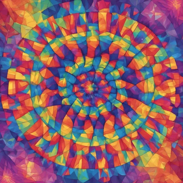 A kaleidoscope depicting a call option with premium twists, shifting strike prices, and expiring rainbows