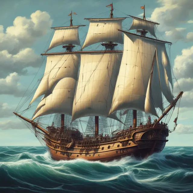 A giant hand navigates the stormy seas, adjusting call option sails while holding anchor ropes symbolizing margin requirements
