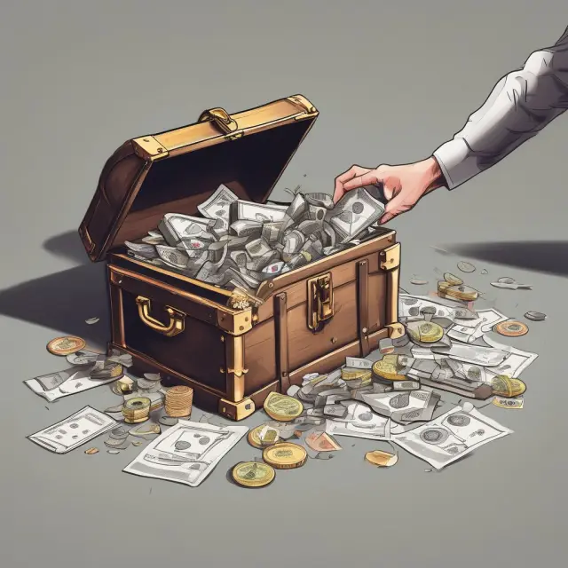 A person protecting a treasure chest of canceled checks inside a secure, high-security vault