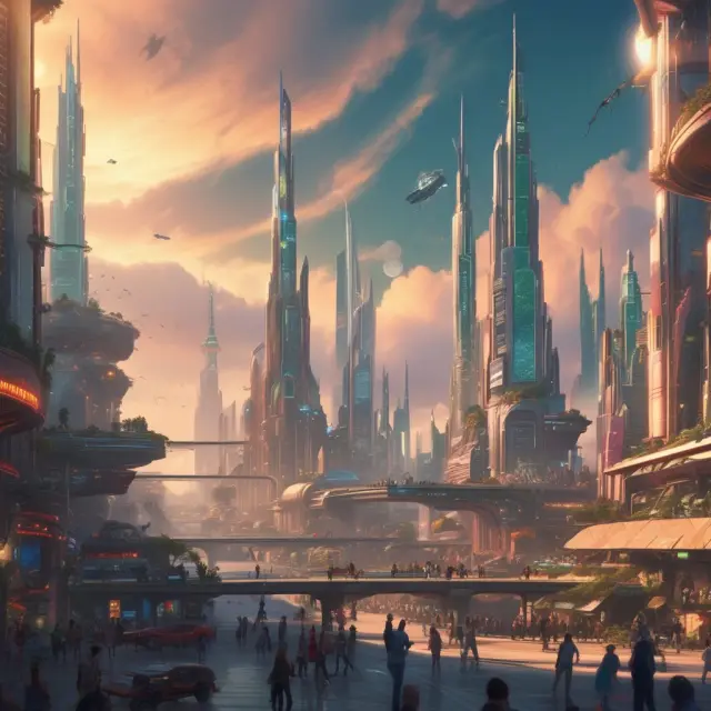 A bustling metropolis with businesses engaging in cap-and-trade, exchanging emissions permits to meet their targets.