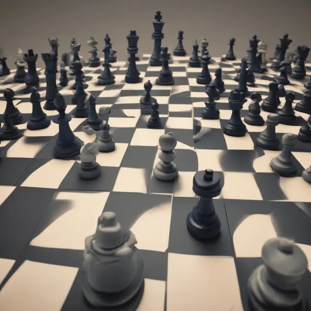 Players participating in a cap-and-trade system, represented by knights and rooks, negotiate for carbon emission allowances on a chessboard to maintain compliance with the regulatory limit