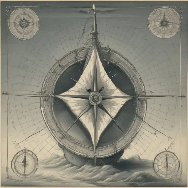An ancient compass (CAPE) helping a sailor navigate through the stormy seas of Price-to-Earnings (P/E) ratios.
