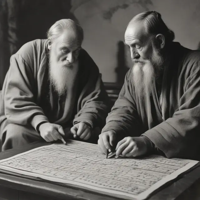 Artwork of two investors studying CAPE ratio data from historical records