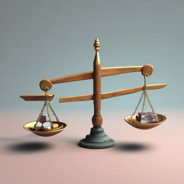 Two scales weighing debt and equity in business financing with advantages and disadvantages