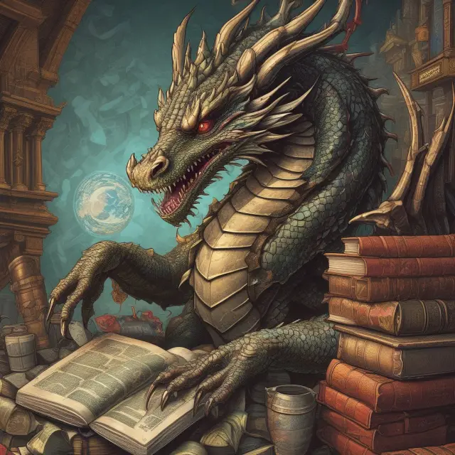 A dragon, symbolizing S&P Capital IQ, guarding a treasure chest filled with golden coins and data points, illustrating the company