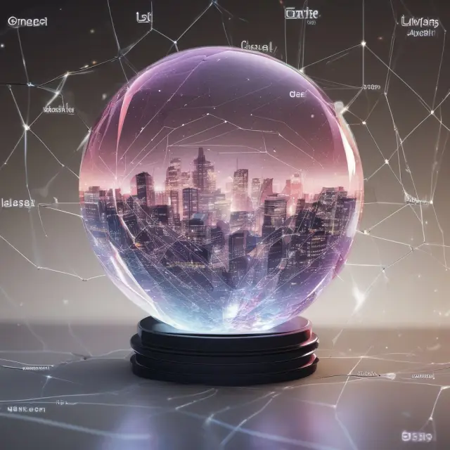 Crystal ball filled with glowing industry reports and company profiles, representing market analysis insights