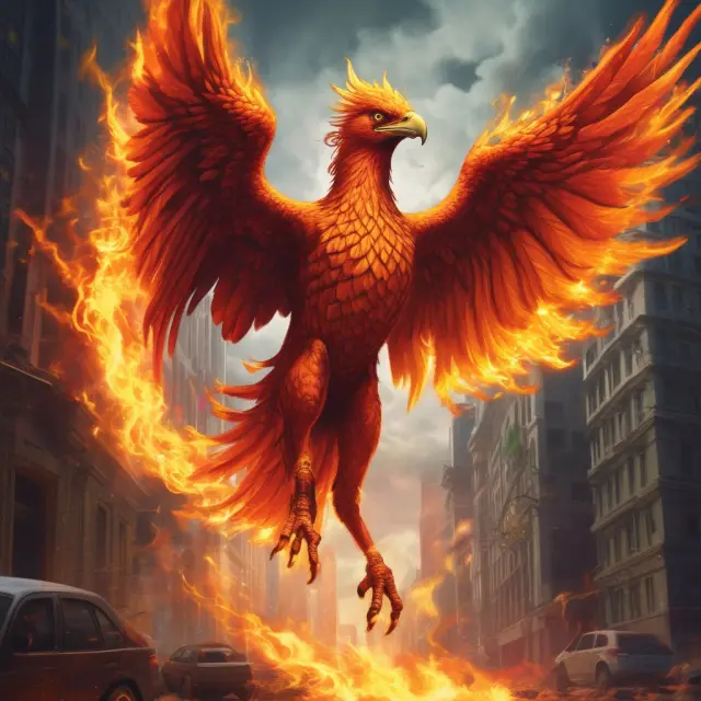 An investor symbolically reborn with a phoenix, carrying net capital losses forward to minimize future tax liabilities