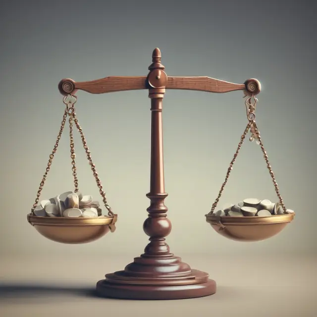 Balance scale weighing capital gains against losses to maximize tax savings using loss harvesting and carryforward strategy