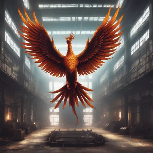 Image of a Phoenix emerging from a factory floor, representing business growth and transformation through capital projects