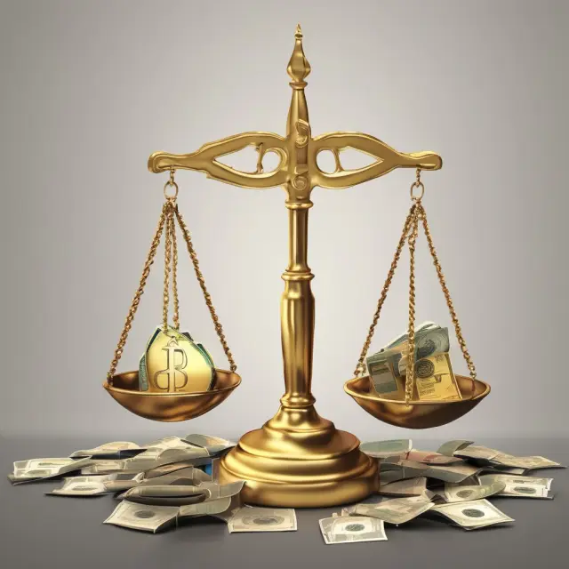 Golden scales illustrating the balance of international currency flows in capital accounts, depicting both risks and opportunities.