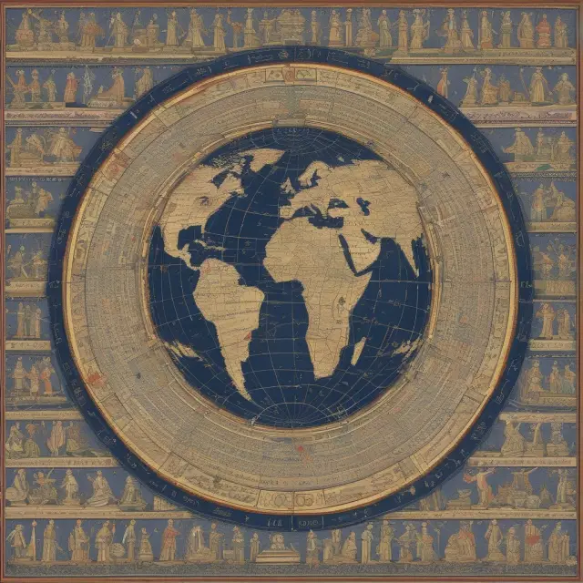 A vast, intricately woven tapestry depicting capital accounts, foreign investments, international relations, and balance of payments