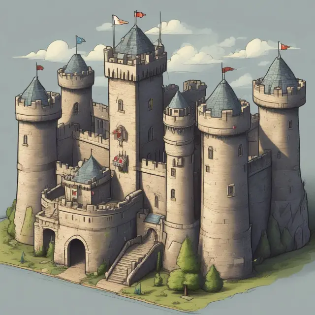 Castle towers representing Tier 1 and Tier 2 capital guarding against risk-weighted asset storm