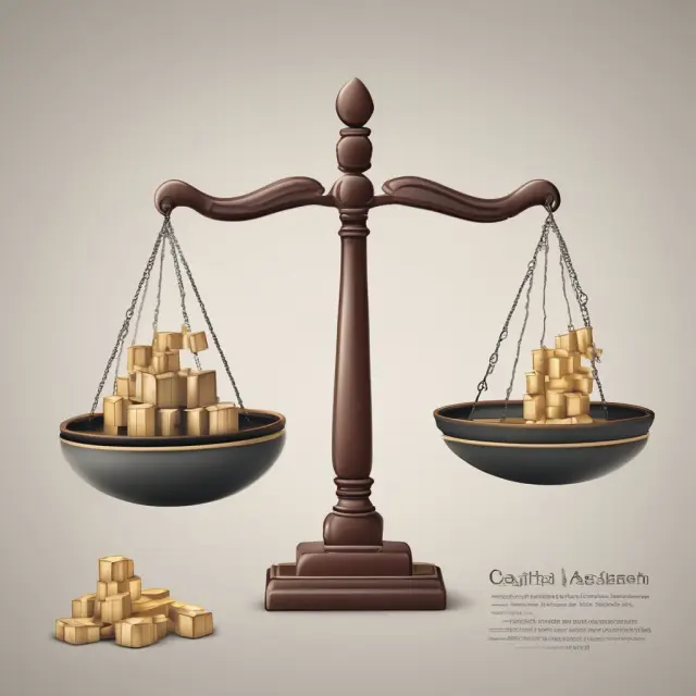 Image showing a balance scale with gold bars (capital assets) and stacked boxes (inventory), illustrating effective asset management in business operations.