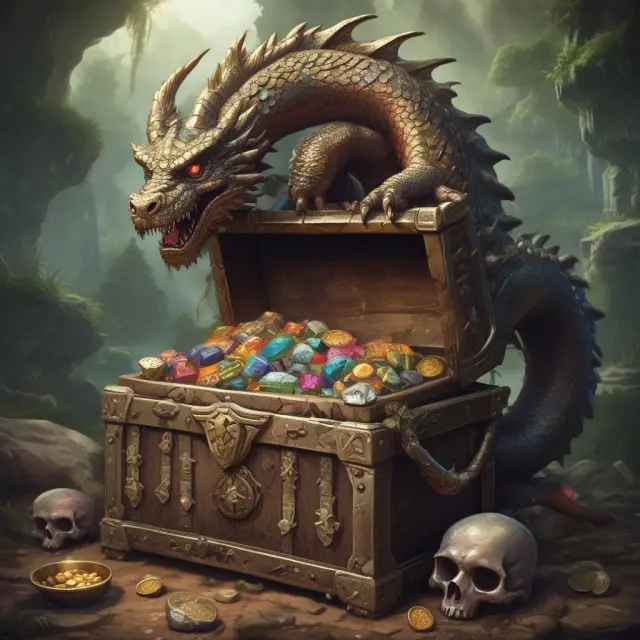 Capital assets and inventory within a treasure chest protected by a dragon, enhancing financial security