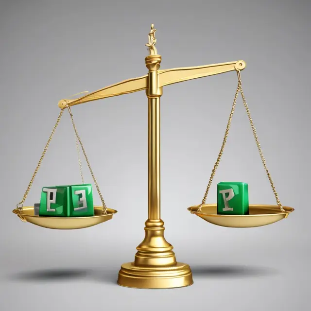 Golden scale weighing Equity and Silver Debt bars against Green Project Shoot to illustrate Cost of Capital determination
