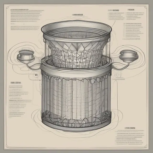 Capital employed as a sea of liquid assets filtering into a sieve, representing efficient firms with high ROCE