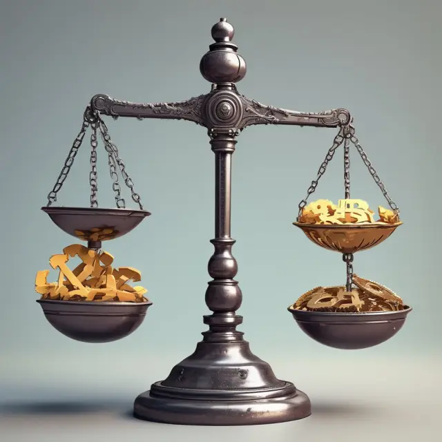 Scales illustrating capital employed: gears representing invested resources balanced by profits generated.