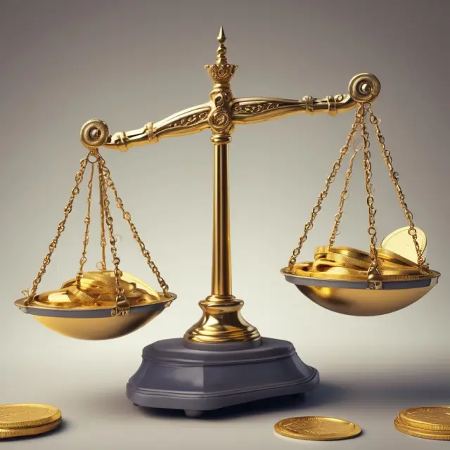 Golden scales weighing total assets against current liabilities to determine capital employed