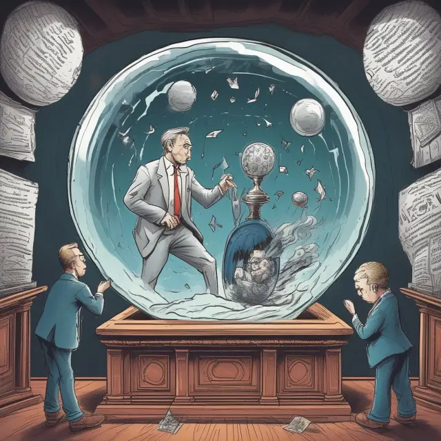 A crystal ball filled with questions, surrounded by swirling fog, reveals answers about Capital Employed and ROCE