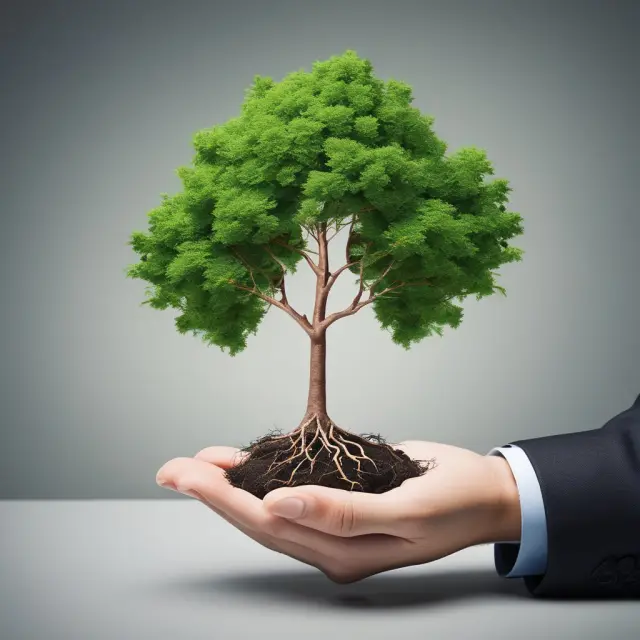 An investor nurturing a tree, representing the growth and long-term benefits of capital expenditures