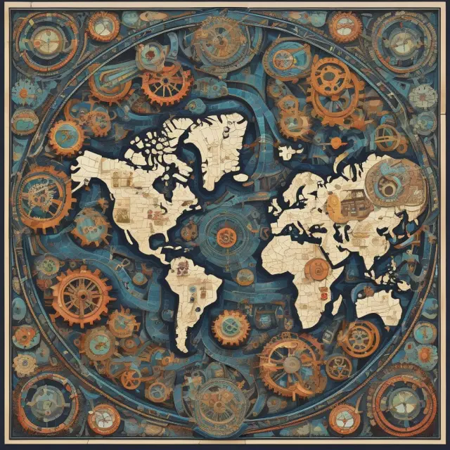 A vibrant mosaic of gears and factories illustrates the global capital goods market