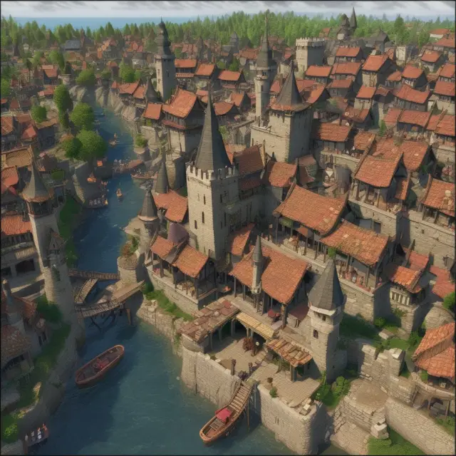 A feudal castle morphs into a bustling mercantile harbor, symbolizing the transformation from feudalism to mercantilism in Europe