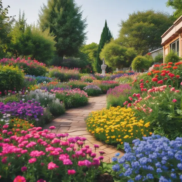 A captivating garden of flowers symbolizing stakeholders, flourishing from new investments in a growing startup