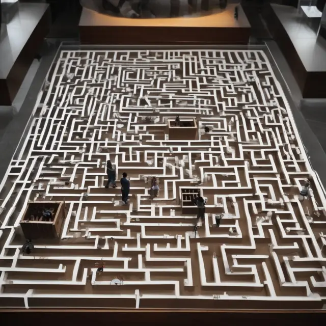 A depiction of a private capitalization table as an intricate maze and a public one as transparent crystal, emphasizing accessibility.