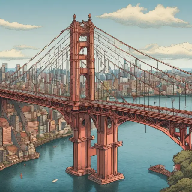 An image of a sturdy bridge symbolizing the connection between accounting practices, such as book value, and financial markets, illustrated by market capitalization.